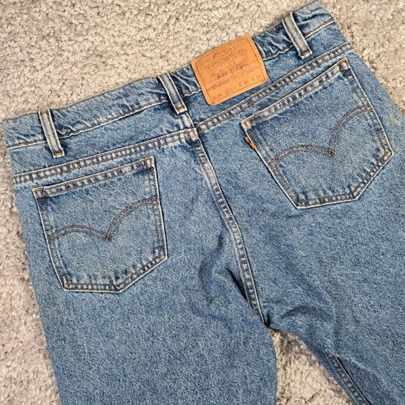 Levis 505 Jeans Mens 35x30 (Fits 33x25) Blue Straight Orange Tab Vintage Distres - Picture 2 of 16